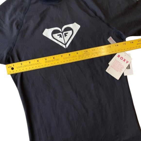 ROXY Whole Hearted Short Sleeve Rash Guard Swim Shirt Women’s Small S Black NWT - Picture 5 of 7